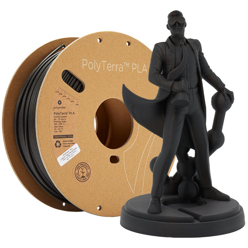 Polymaker - PolyTerra PLA - Noir Charbon (Charcoal Black) - 1,75 mm - 1 kg