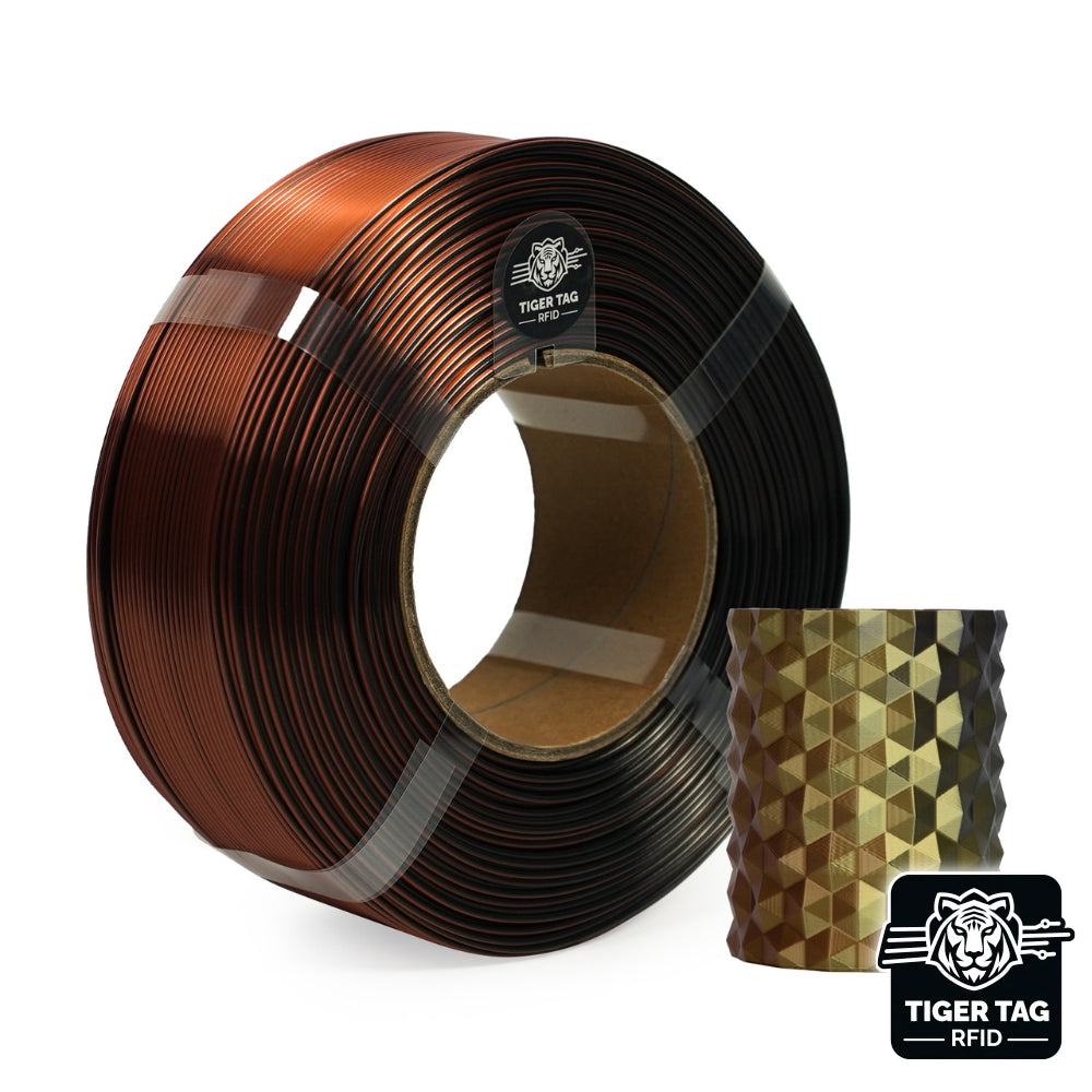 R3D - Tri-Silk color - Or/Cuivre/Noir (Gold/Copper/Black) - 1,75 mm - 1 kg - Refill avec RFID TigerTag