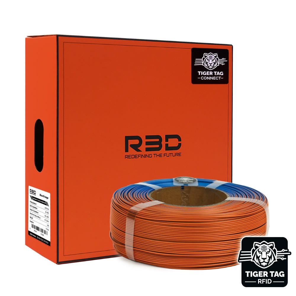 R3D - Matte Dual Color - Bleu & Orange (Blue-Orange) - 1,75 mm - 1 kg Refill avec RFID TigerTag