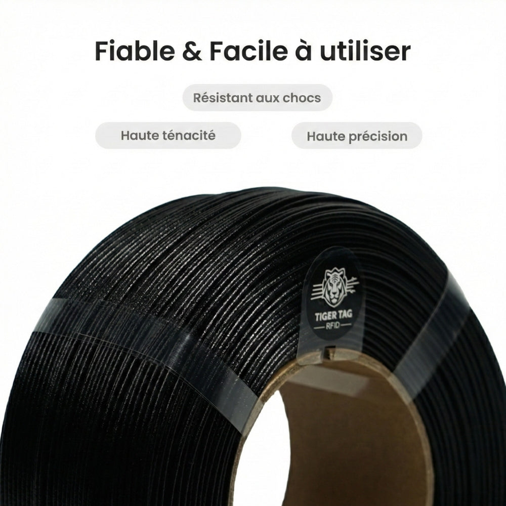 R3D - PETG-GF - Noir (Black) - 1,75 - 1 kg - Refill avec RFID TigerTag