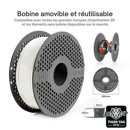 R3D - PLA High-speed - Blanc (White) - 1,75 mm - 1 kg avec RFID TigerTag