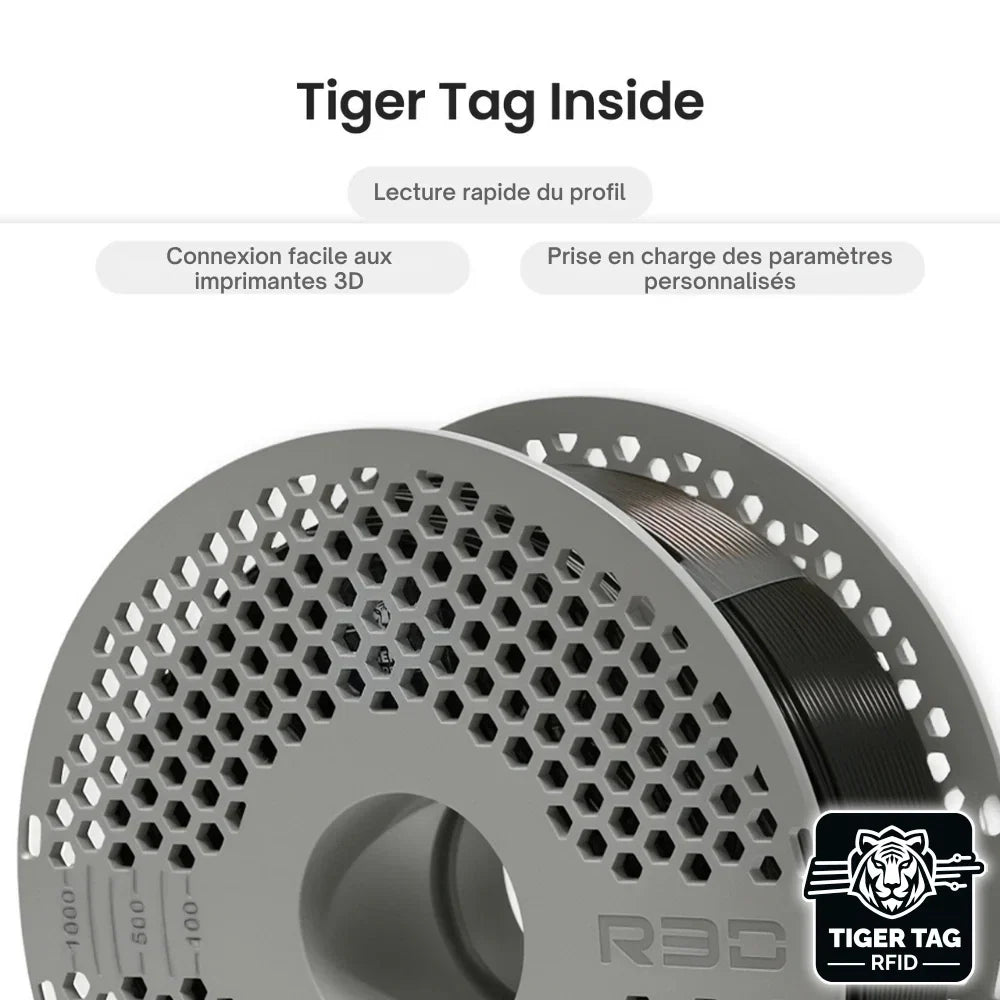 R3D - PLA High-speed - Noir (Black) - 1,75 mm - 1 kg avec RFID TigerTag