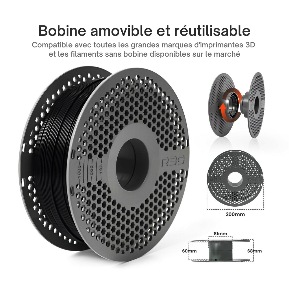 R3D - PLA High-speed - Noir (Black) - 1,75 mm - 1 kg avec RFID TigerTag