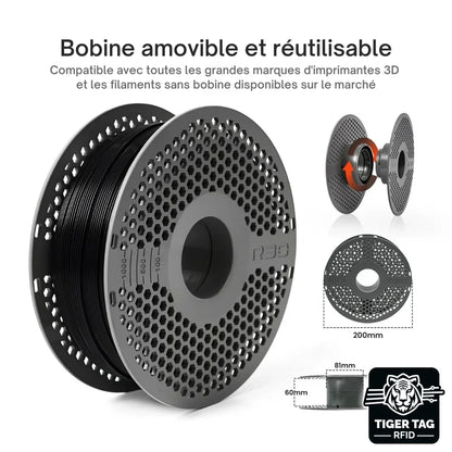 R3D - PLA High-speed - Noir (Black) - 1,75 mm - 1 kg avec RFID TigerTag