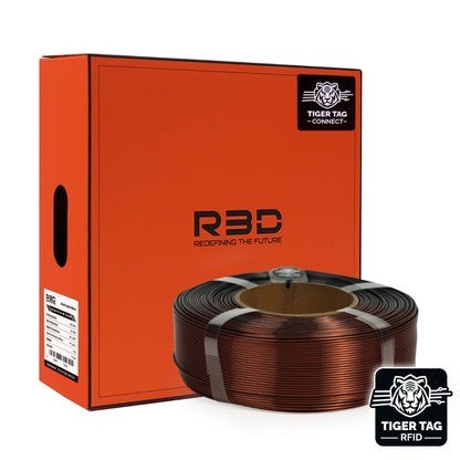 R3D - Tri-Silk color - Or/Cuivre/Noir (Gold/Copper/Black) - 1,75 mm - 1 kg - Refill avec RFID TigerTag