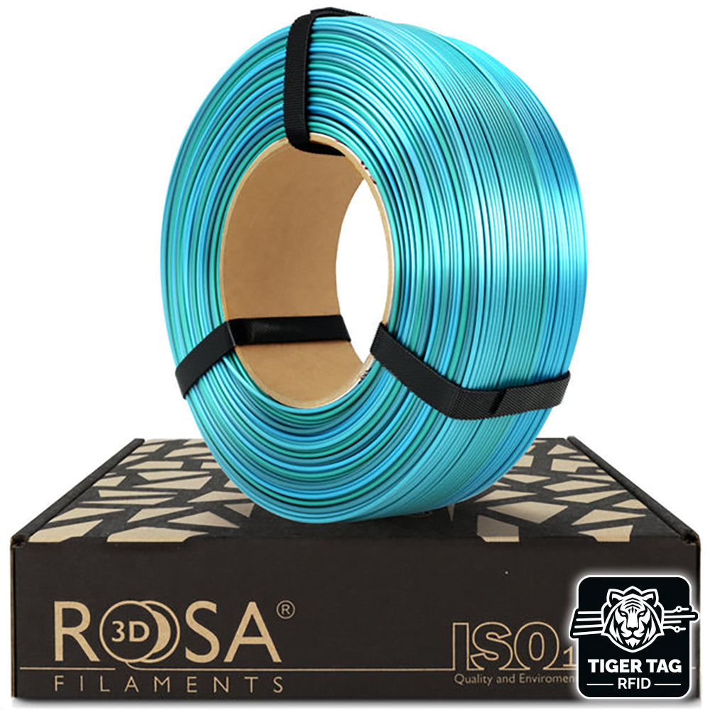 Rosa3D - PLA Rainbow Silk - Arc-en-ciel Océan (Silk Ocean) - 1,75 mm - 1 kg Refill avec RFID TigerTag