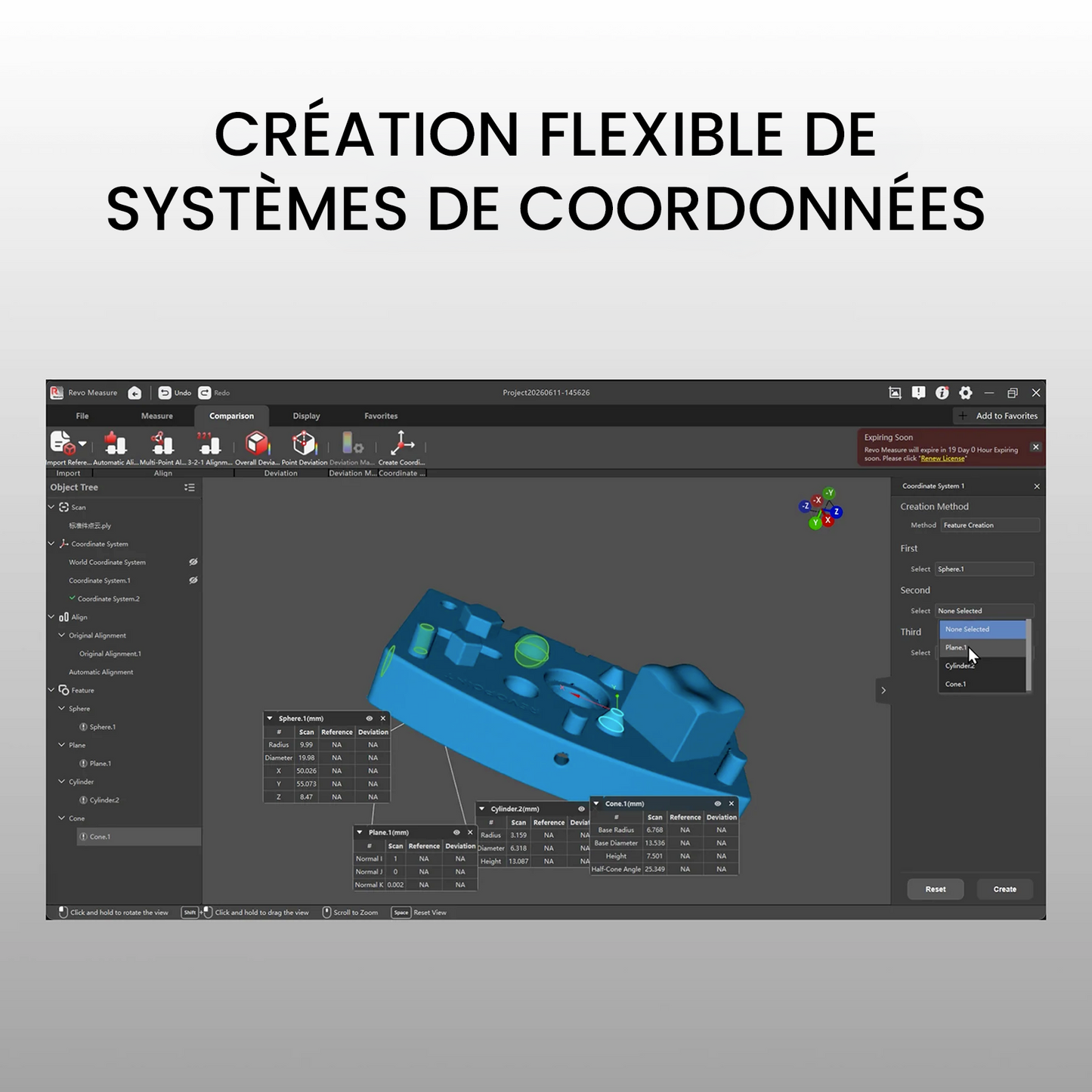 Revopoint - Revo Measure - Logiciel de mesure 3D et de tolérancement géométrique (GD&T) - Licence 1 an - Edition personnelle