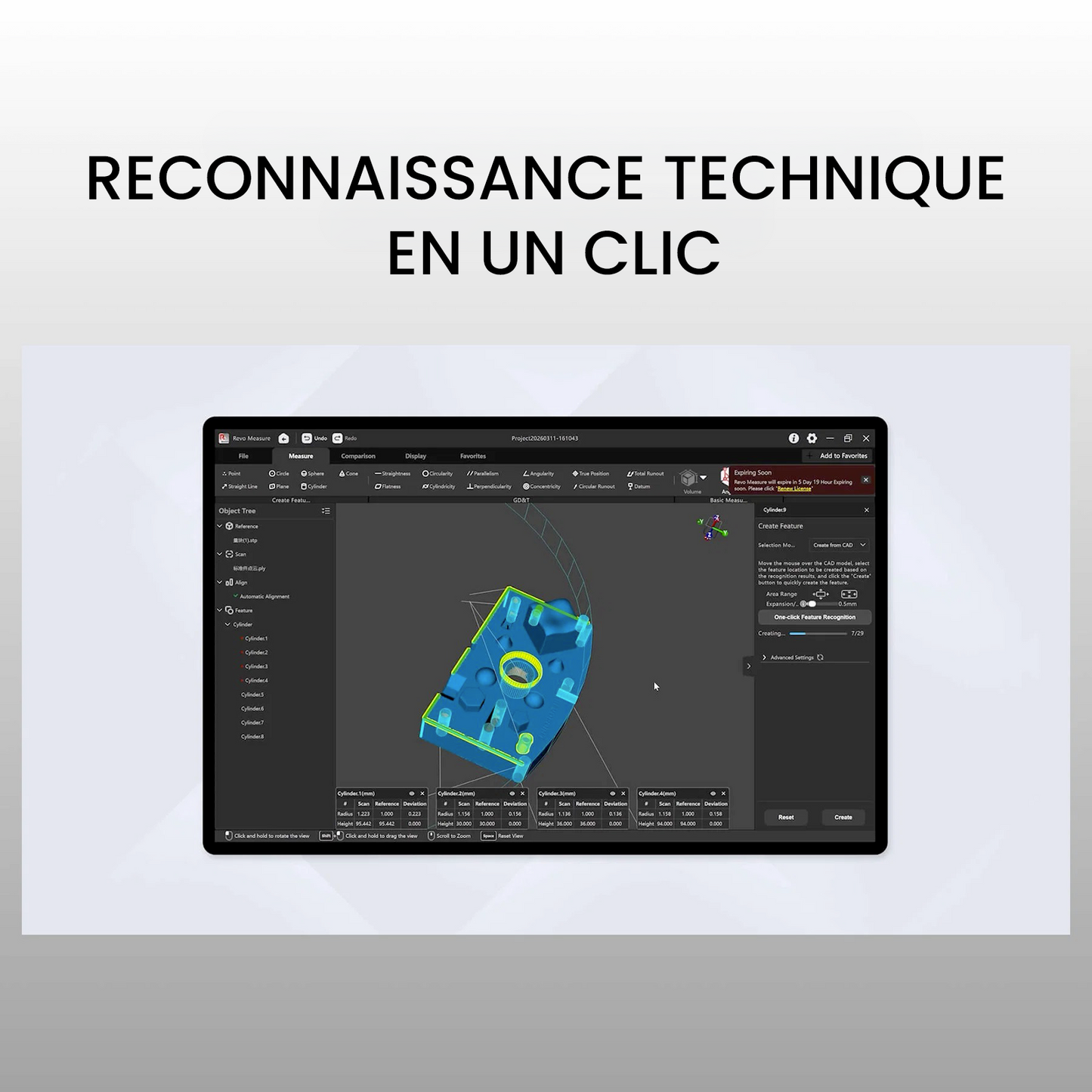 Revopoint - Revo Measure - Logiciel de mesure 3D et de tolérancement géométrique (GD&T) - Licence 1 an - Edition personnelle