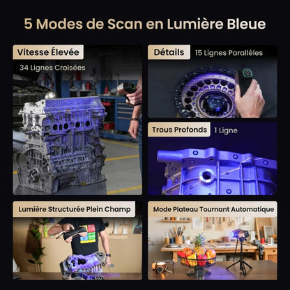Revopoint - MetroY Ultra CMM Edition - Scanner 3D Sans Fil Performant pour Pièces Petites à Moyennes