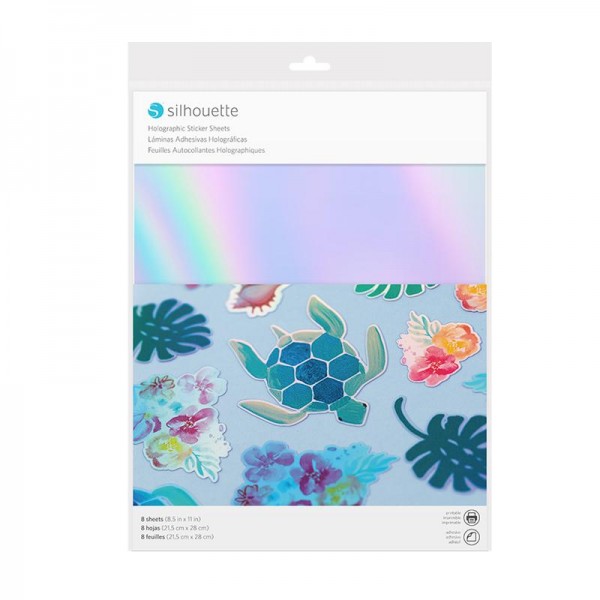 Silhouette - 8 Feuilles Autocollantes Holographique Imprimable - A4