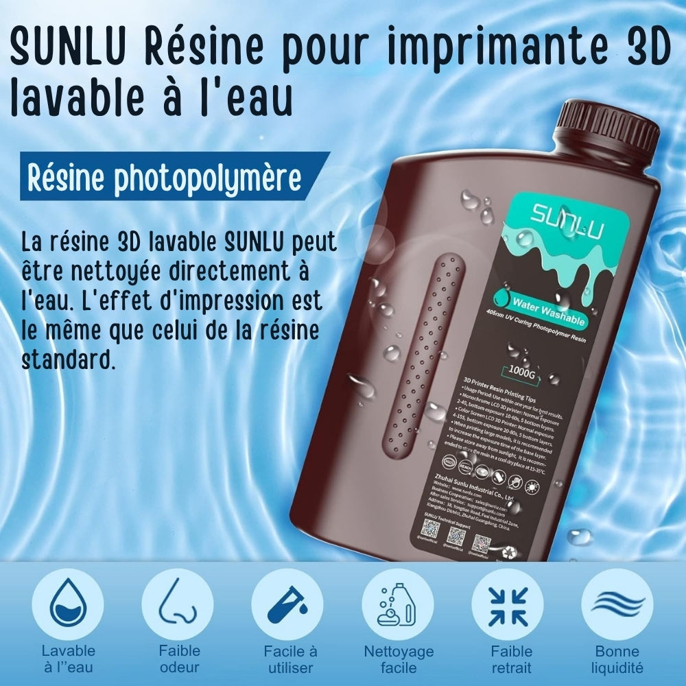 Sunlu - Résine Water-Wash Standard - Gris Foncé (Dark Grey) - 1 kg
