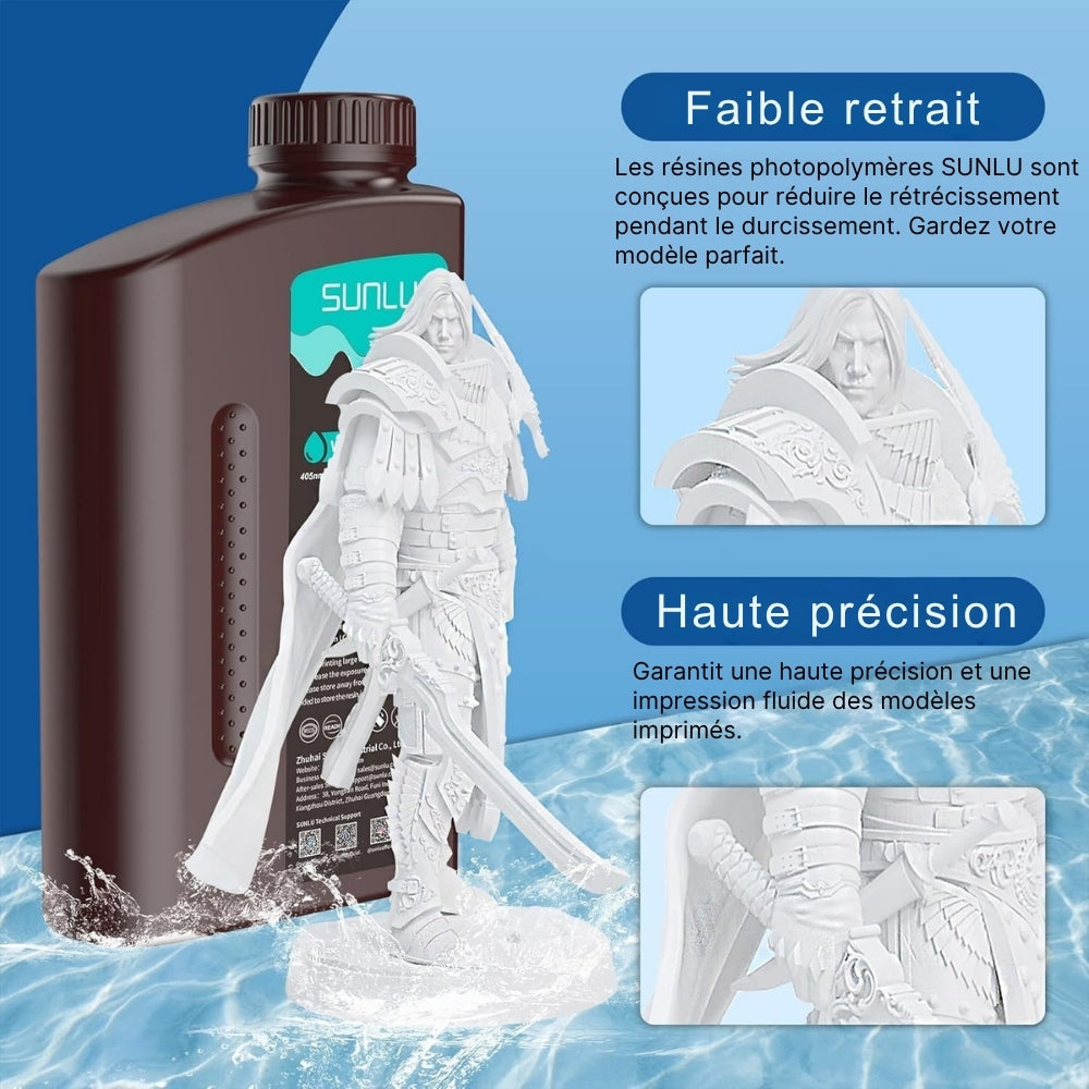 Sunlu - Résine Water-Wash Standard - Gris Clair (Solid Grey) - 1 kg
