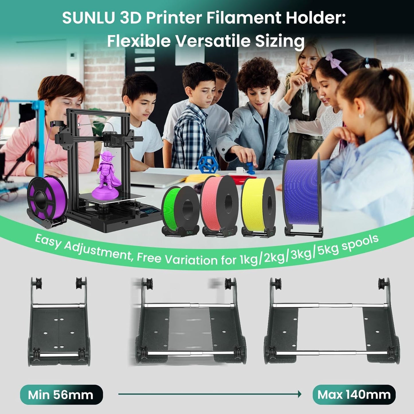 Sunlu - Lot de 2 Supports de Filament de 1 à 5kg (Filament Holder) - 56-140 mm
