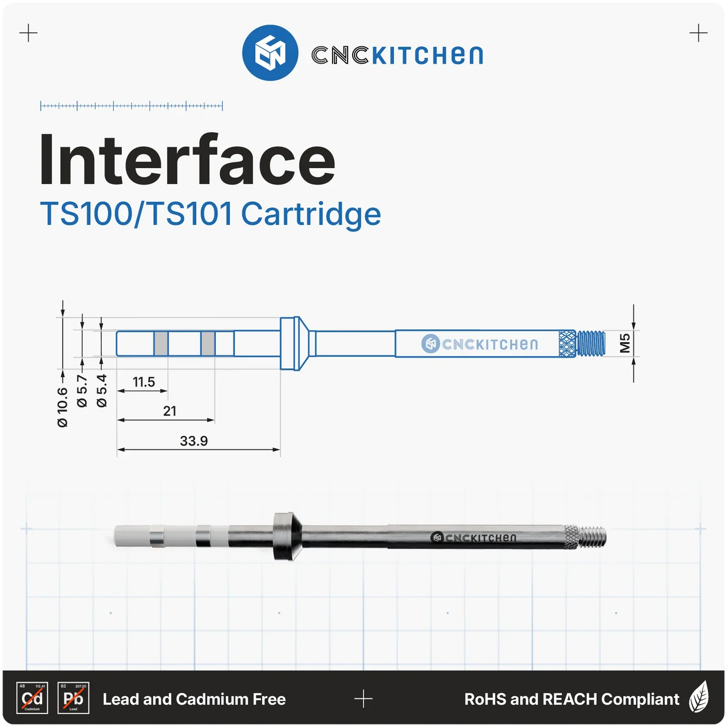 CNC Kitchen - Pannes à Souder + Adaptateur pour TS100 et TS101 - 7 pièces