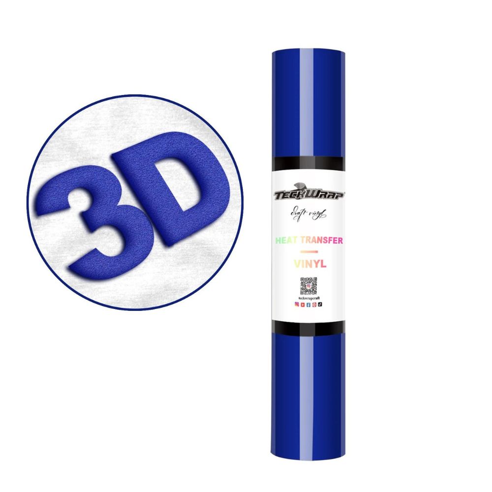 TeckWrapCraft - Puff HTV - Vinyle Transfert à Chaud - Bleu - 1,5 m
