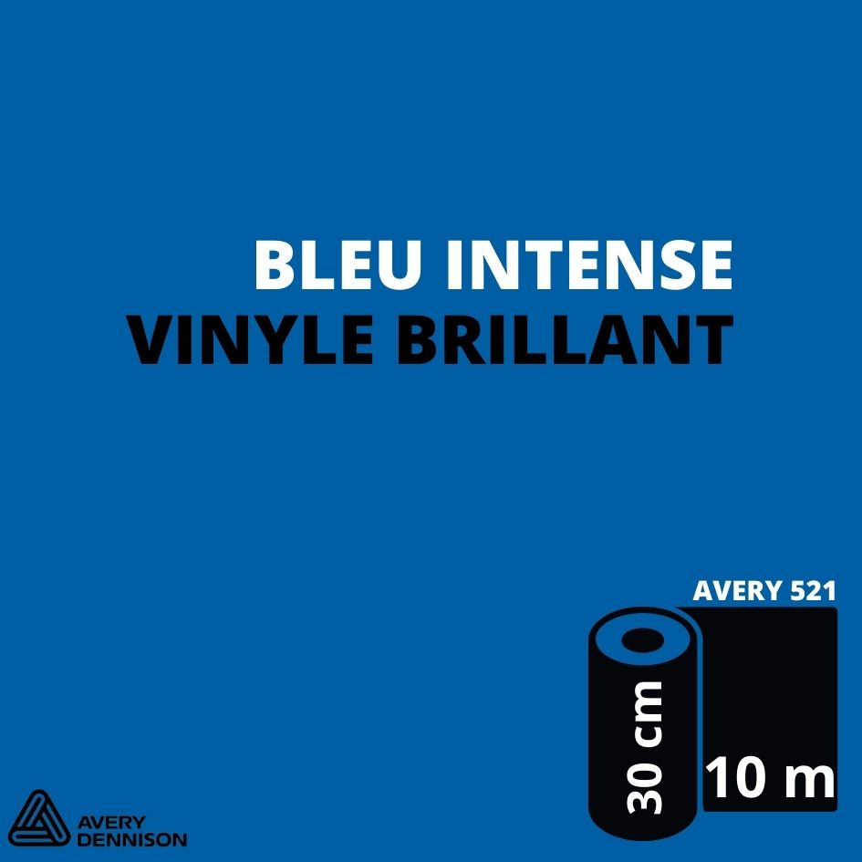 AVERY 500 - Vinyle Adhésif - Bleu Intense - Brillant - 30 cm x 3 m