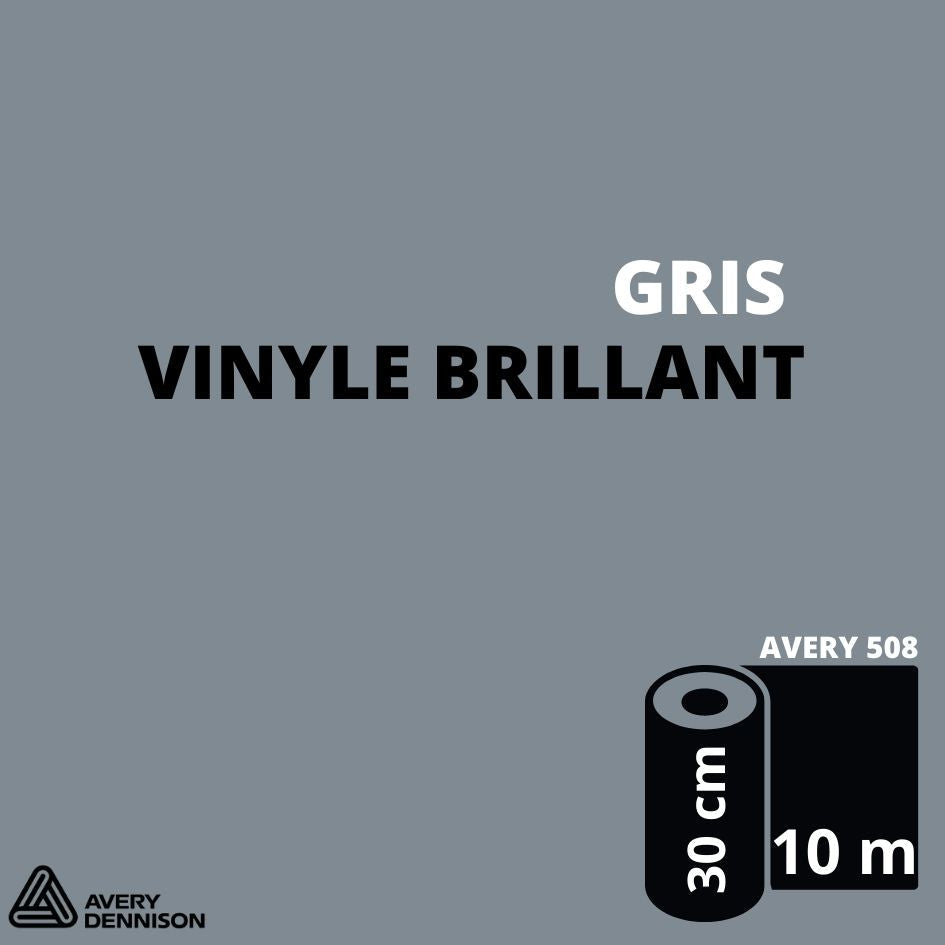 AVERY 500 - Vinyle Adhésif - Gris Brillant - 30 cm x 10 m