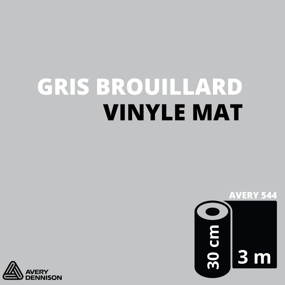 AVERY 500 - Vinyle Adhésif - Gris Brouillard Mat - 30 cm x 3 m