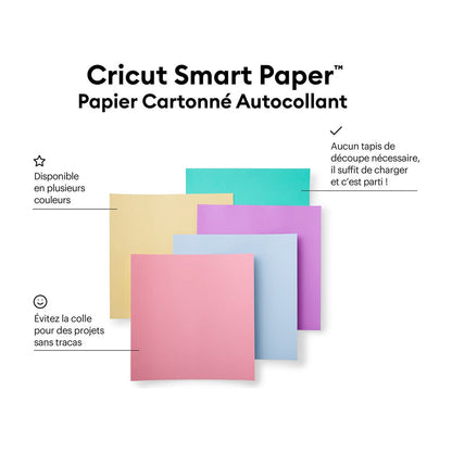 Cricut - Smart Paper - 10 Feuilles Papier cartonné autocollant -  Pastel - 30 x 30 cm