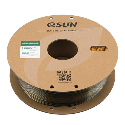 Bobine eSun de eSilk-PLA Mystic Gold Green Black - 1 kg - Spool vue de dessus
