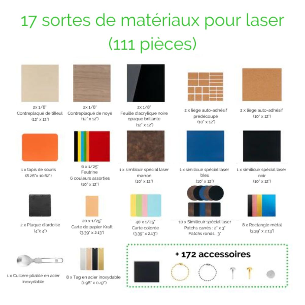 xTool - Laser - Kit de Découverte de Matières