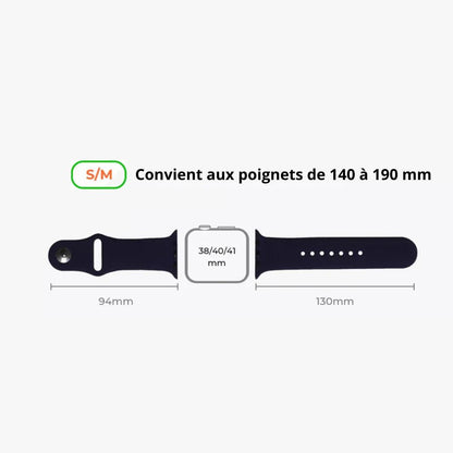 xTool - 4 Bracelets Apple Watch - Arc en ciel Noir/Blanc/Rose/Bleu Clair - 38/40/41 mm (S/M)